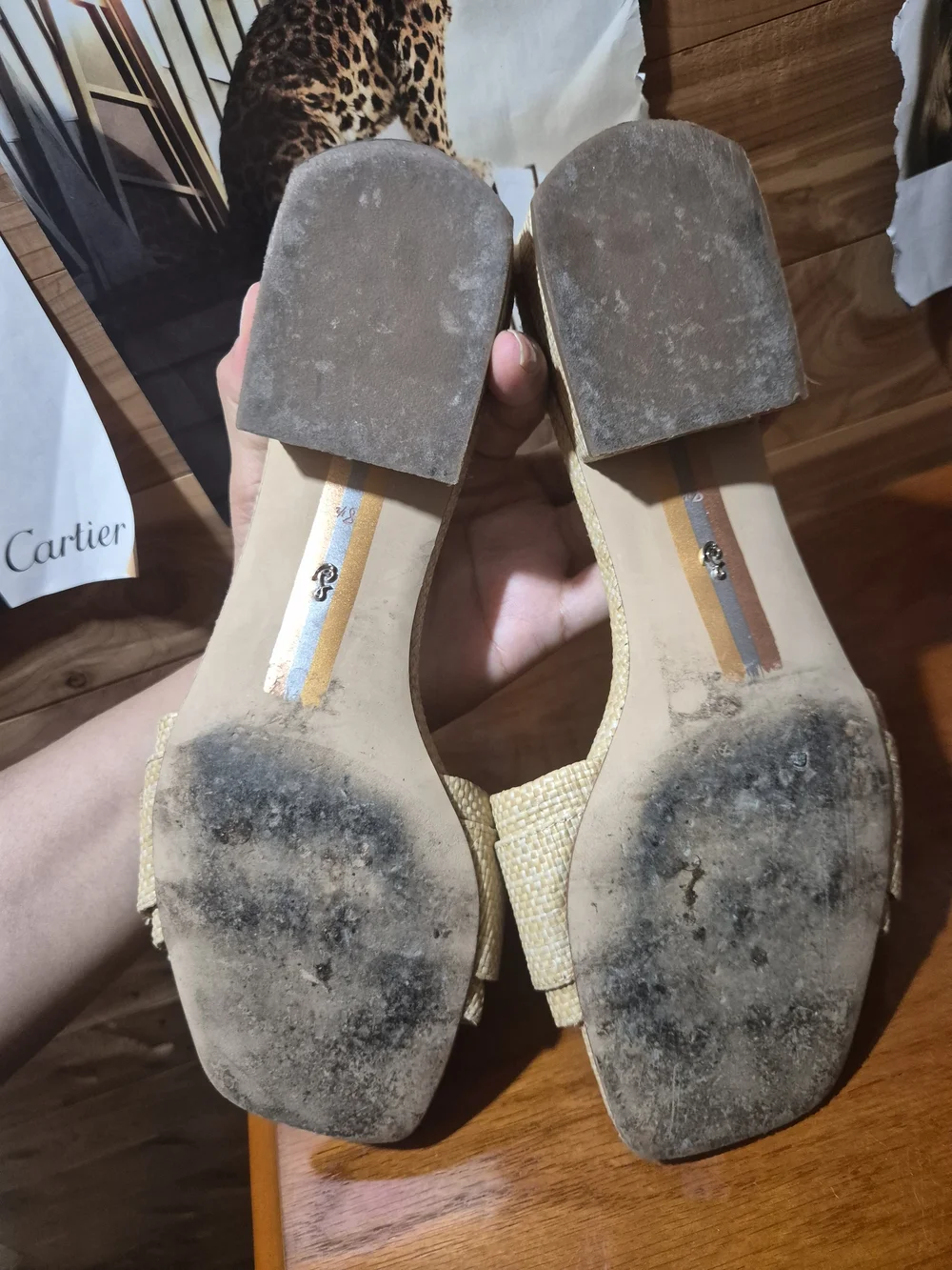Sam Edelman Natural Raffia Slide Sandals with Beaded Buckle